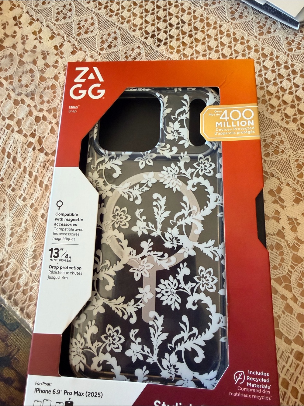 ZAGG Floral Clear Black Phone Case for iPhone 6.9" Pro Max (2025)